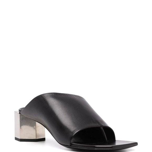 Off-White™  Hexnut Leather Metallic-Heel Thong Sandals - Picture 3 of 15